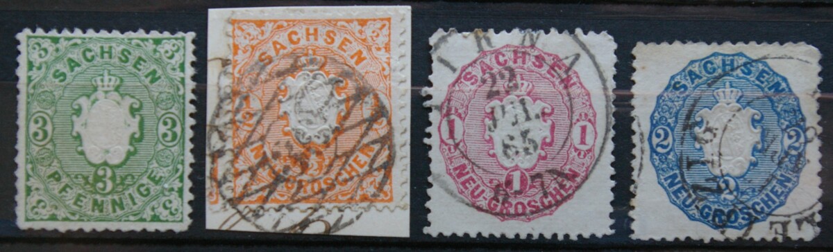 Senoji Vokietija, Saksonija, 1863m, MiNr 14-17 Used(O)/MNG(*)