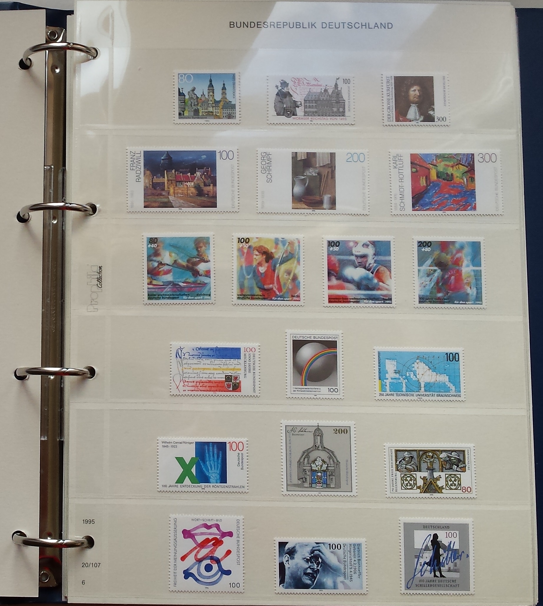 Vokietijos (VFR) 1995-1999 metų pašto ženklų kolekcija Prophila albume MNH** Vokietijos (VFR) 1995-1999 metų pašto ženklų kolekcija Prophila albume MNH**