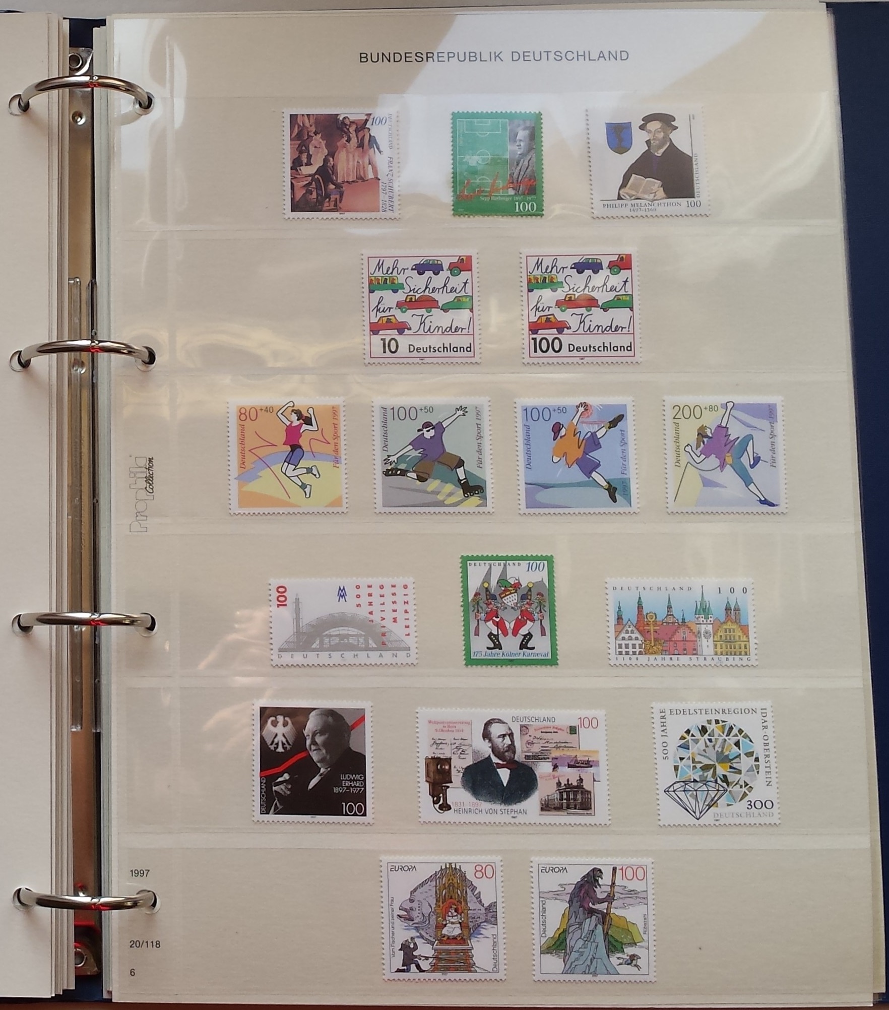 Vokietijos (VFR) 1995-1999 metų pašto ženklų kolekcija Prophila albume MNH** Vokietijos (VFR) 1995-1999 metų pašto ženklų kolekcija Prophila albume MNH**
