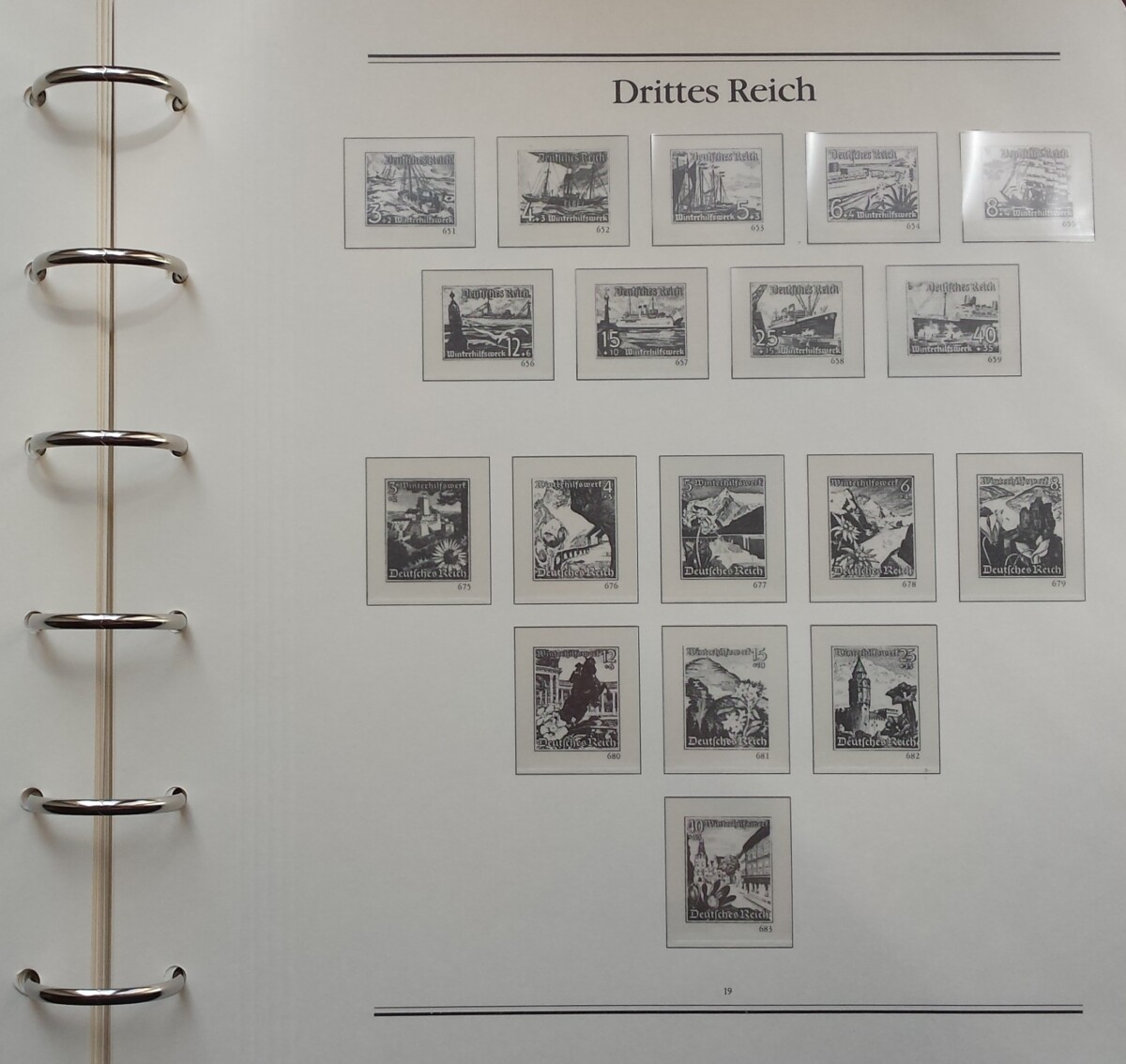 Vokietijos Reicho 1933-1945 m. pašto ženklų kolekcija specializuotame BOREK albume
