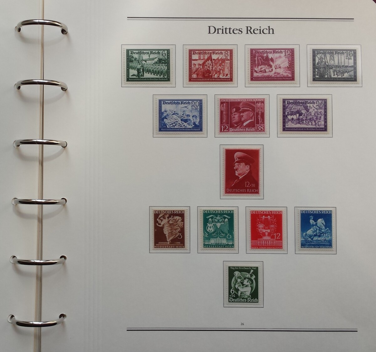 Vokietijos Reicho 1933-1945 m. pašto ženklų kolekcija specializuotame BOREK albume