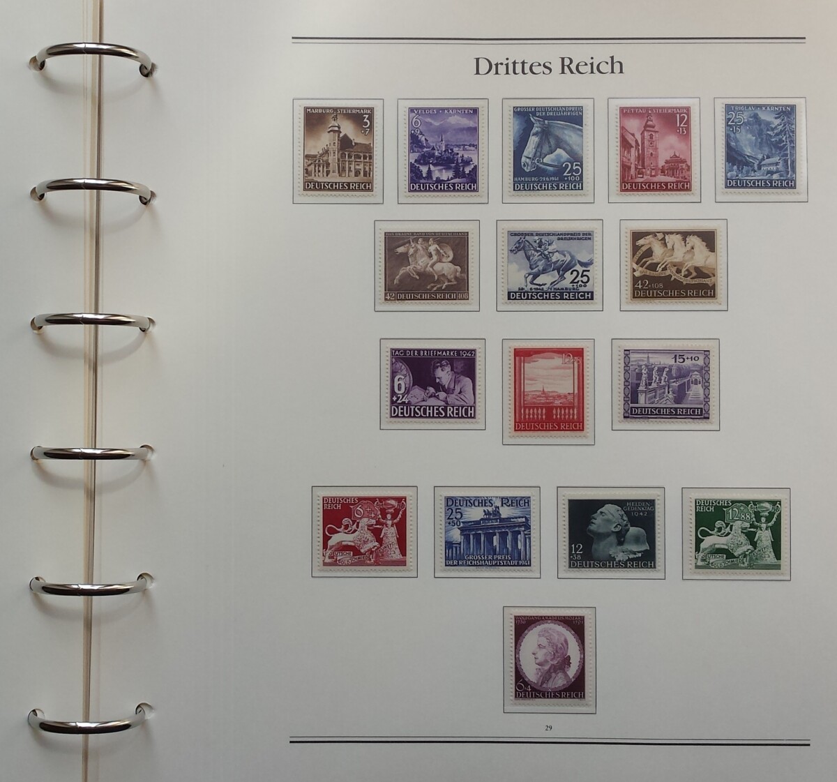 Vokietijos Reicho 1933-1945 m. pašto ženklų kolekcija specializuotame BOREK albume