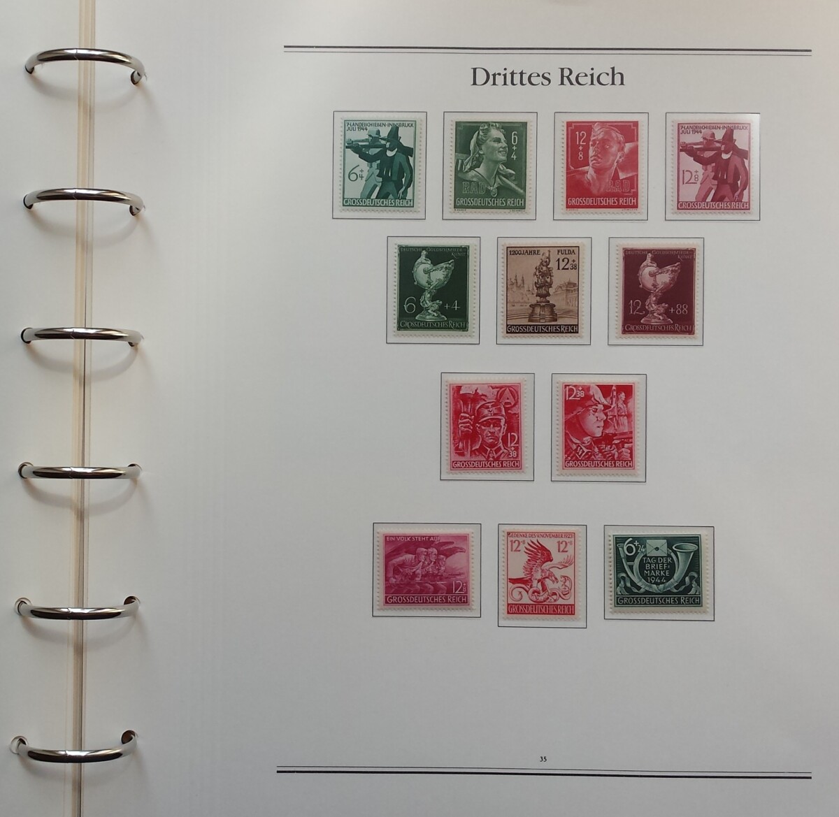 Vokietijos Reicho 1933-1945 m. pašto ženklų kolekcija specializuotame BOREK albume