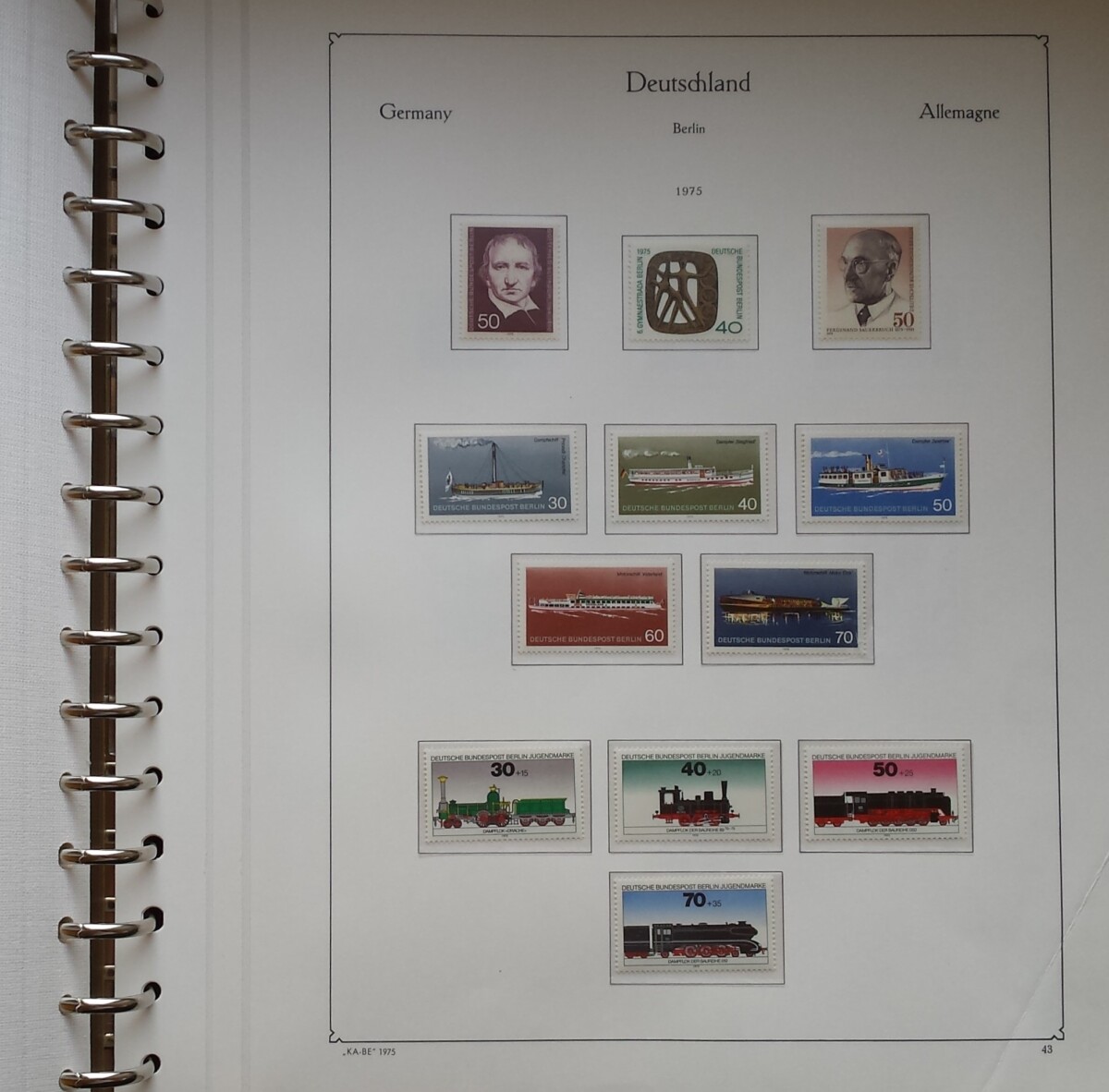 Vakarų Berlyno 1960-1976 metų pašto ženklų kolekcija KABE albume