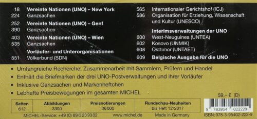 MICHEL 2018 m. Jungtinių Tautų Organizacijos pašto ženklų katalogas (34 leidimas)