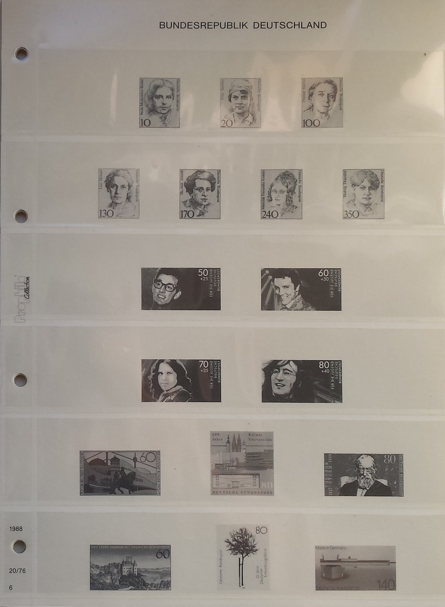 Vokietijos Federacinė Respublika (VFR), iliustruoti albumo lapai Prophila