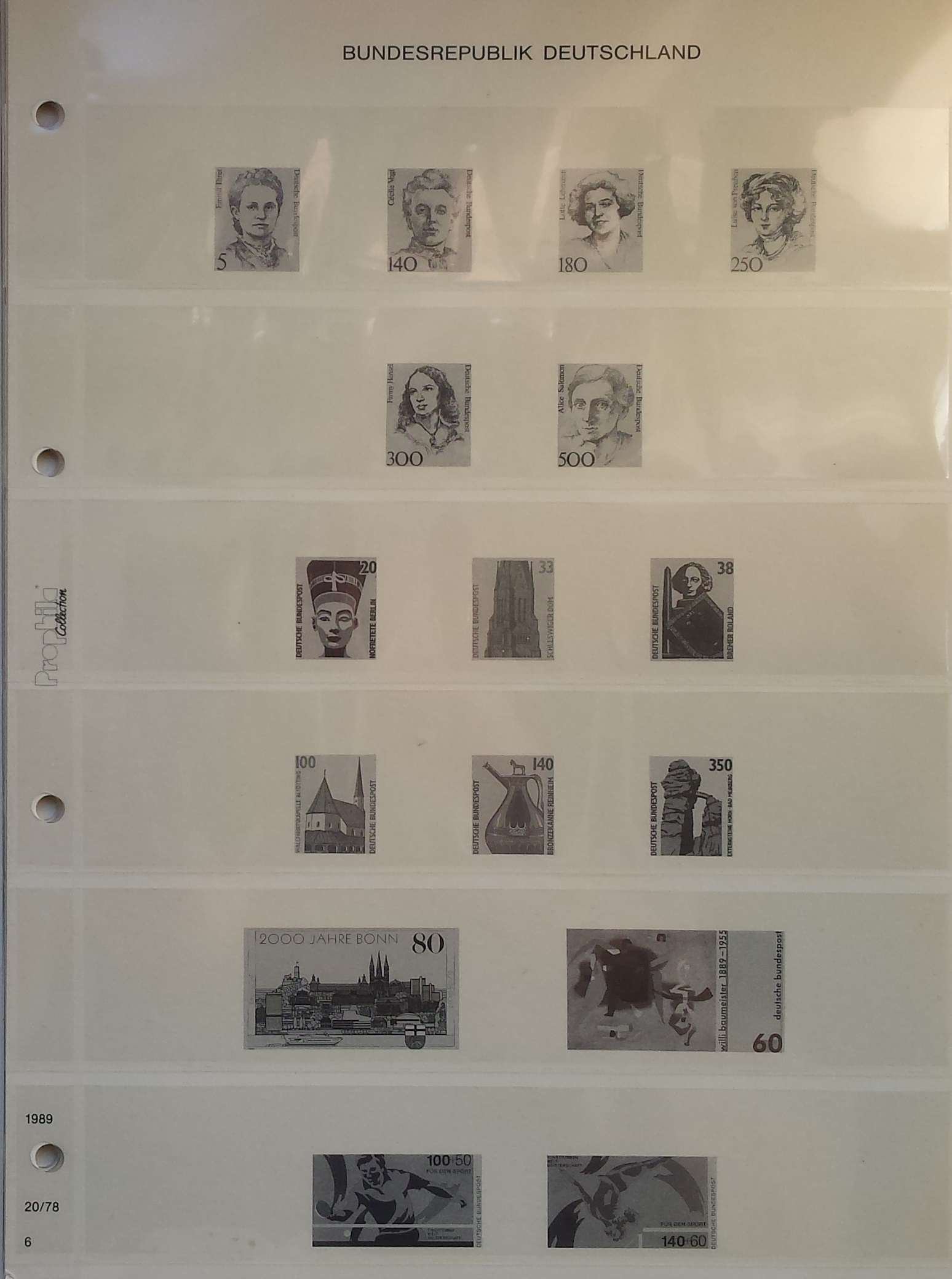 Vokietijos Federacinė Respublika (VFR), iliustruoti albumo lapai Prophila Vokietijos Federacinė Respublika (VFR), iliustruoti albumo lapai Prophila