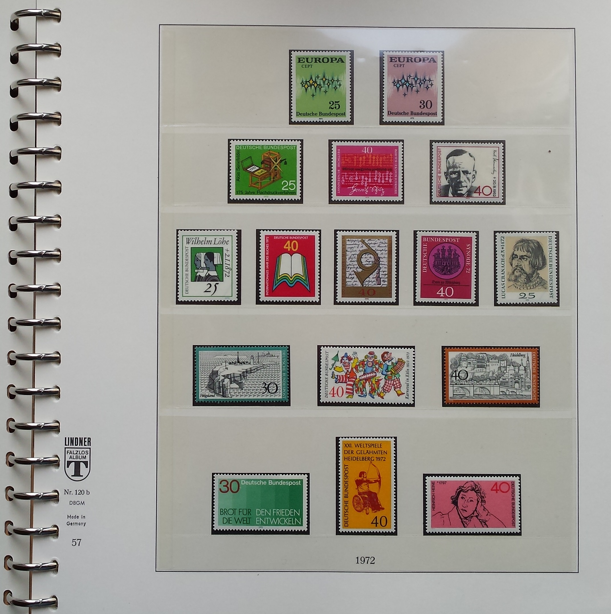 Vokietijos (VFR) 1972-1983 metų pašto ženklų kolekcija Lindner albume (MNH**) Vokietijos (VFR) 1972-1983 metų pašto ženklų kolekcija Lindner albume (MNH**)