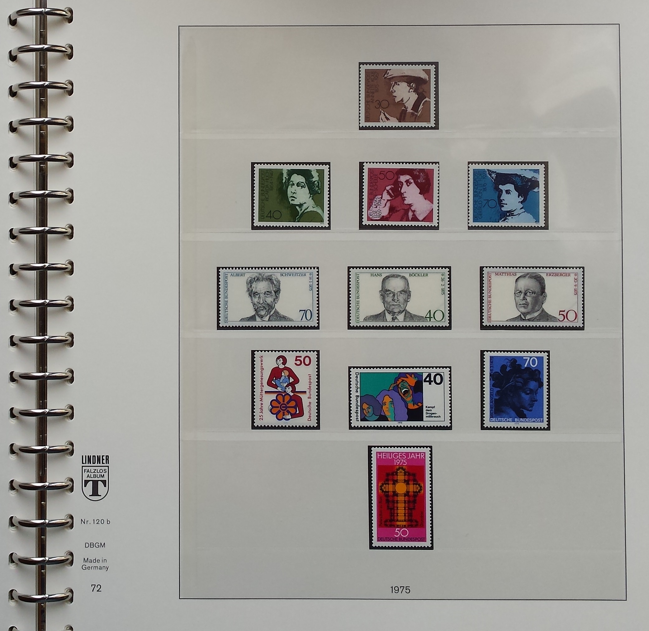 Vokietijos (VFR) 1972-1983 metų pašto ženklų kolekcija Lindner albume (MNH**) Vokietijos (VFR) 1972-1983 metų pašto ženklų kolekcija Lindner albume (MNH**)