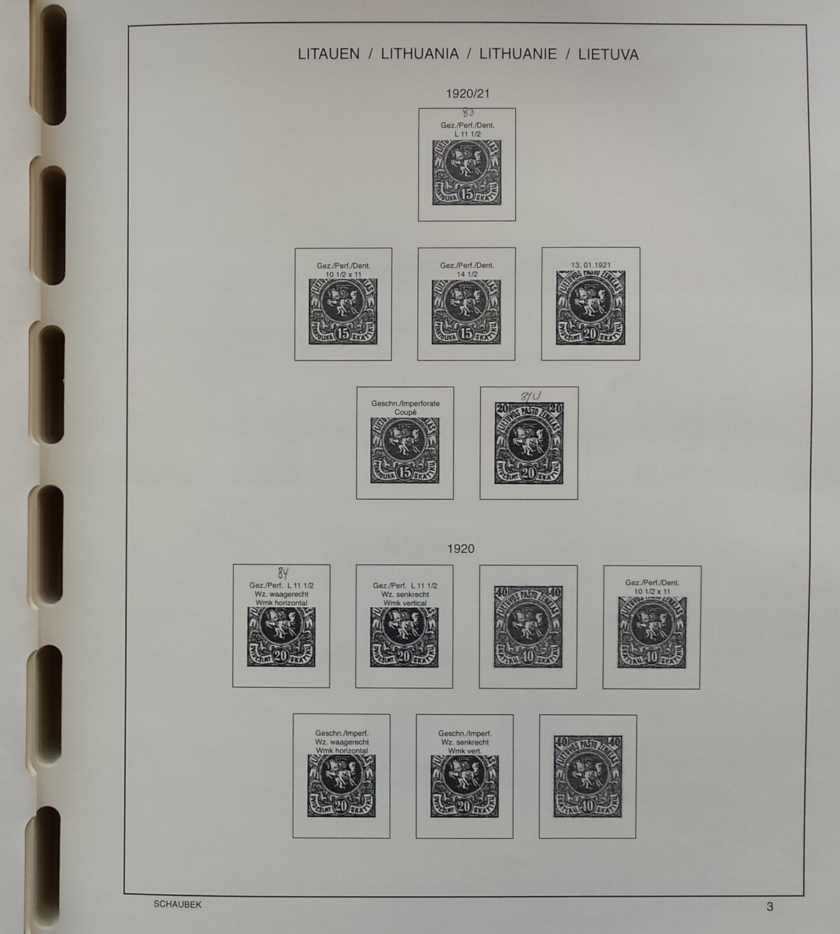 SCHAUBEK albumas Lietuvos pašto ženklams (1918-1940 ir 1990-2009)