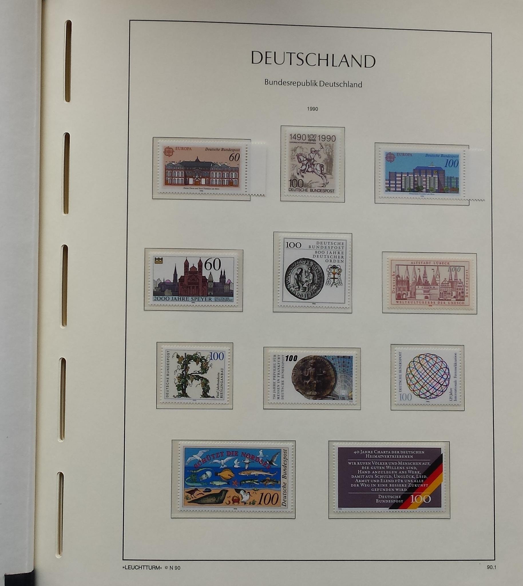 Vokietijos (VFR) 1990-1995 metų pašto ženklų kolekcija LEUCHTTURM albume
