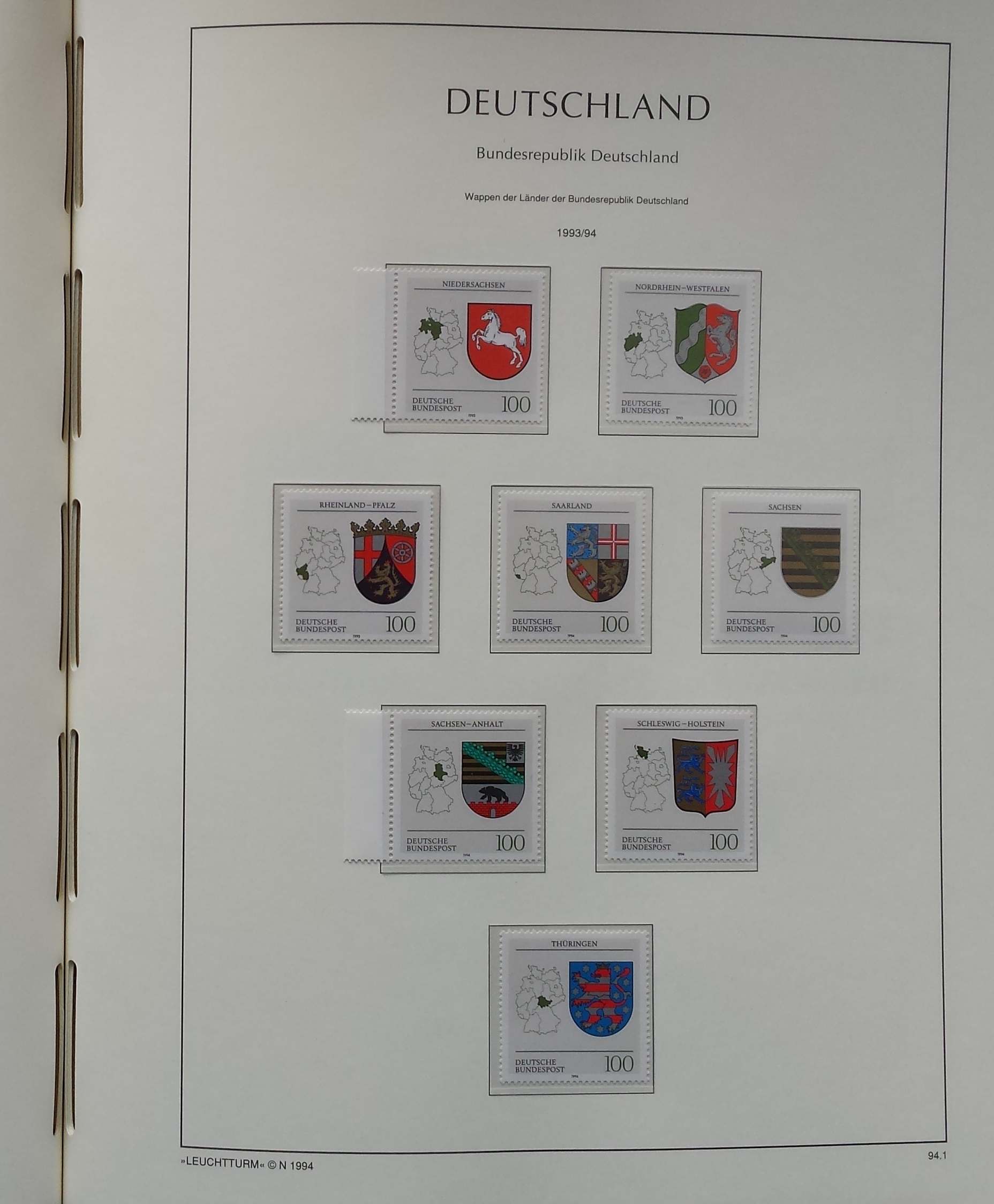 Vokietijos (VFR) 1990-1995 metų pašto ženklų kolekcija LEUCHTTURM albume Vokietijos (VFR) 1990-1995 metų pašto ženklų kolekcija LEUCHTTURM albume