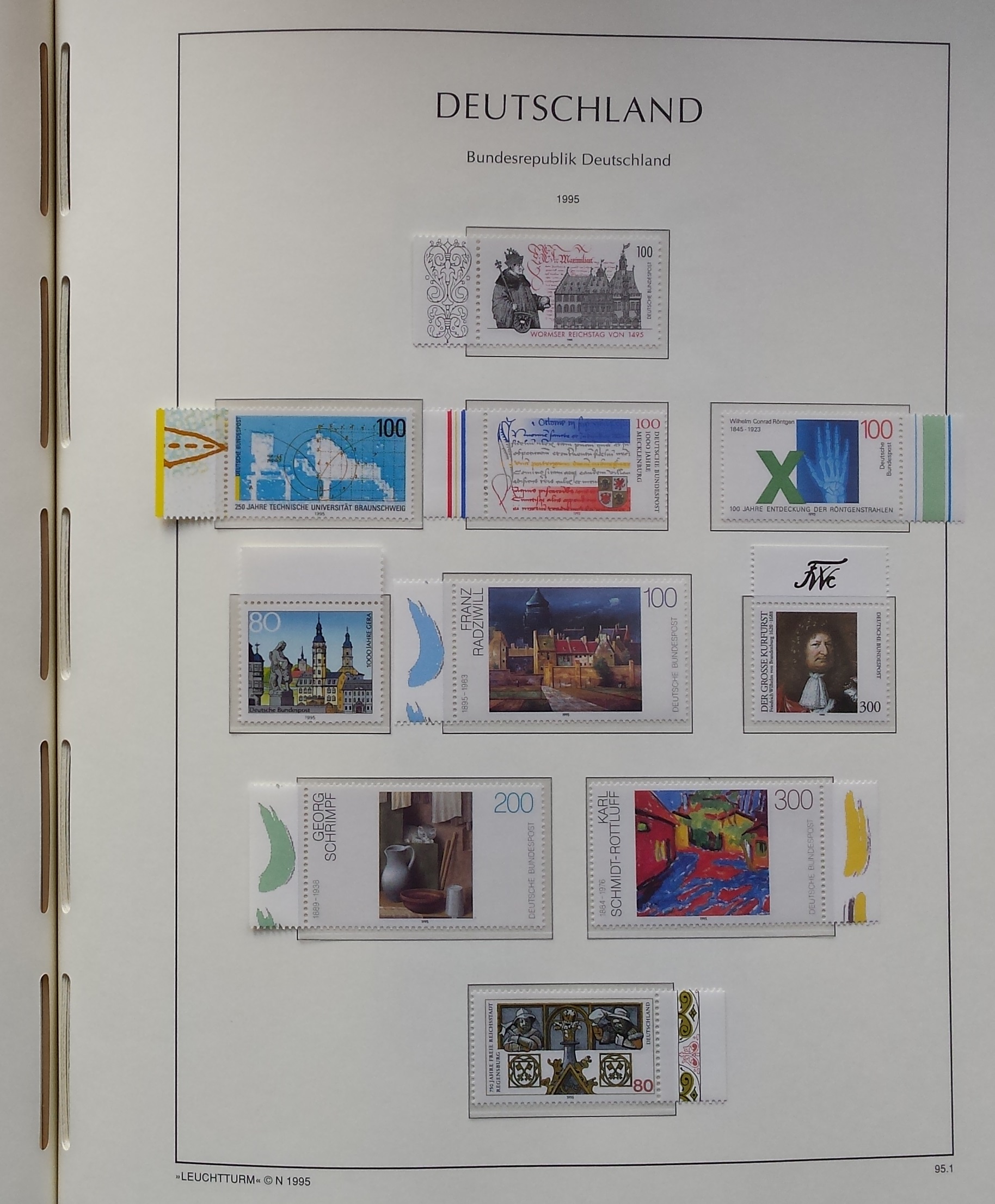 Vokietijos (VFR) 1990-1995 metų pašto ženklų kolekcija LEUCHTTURM albume Vokietijos (VFR) 1990-1995 metų pašto ženklų kolekcija LEUCHTTURM albume