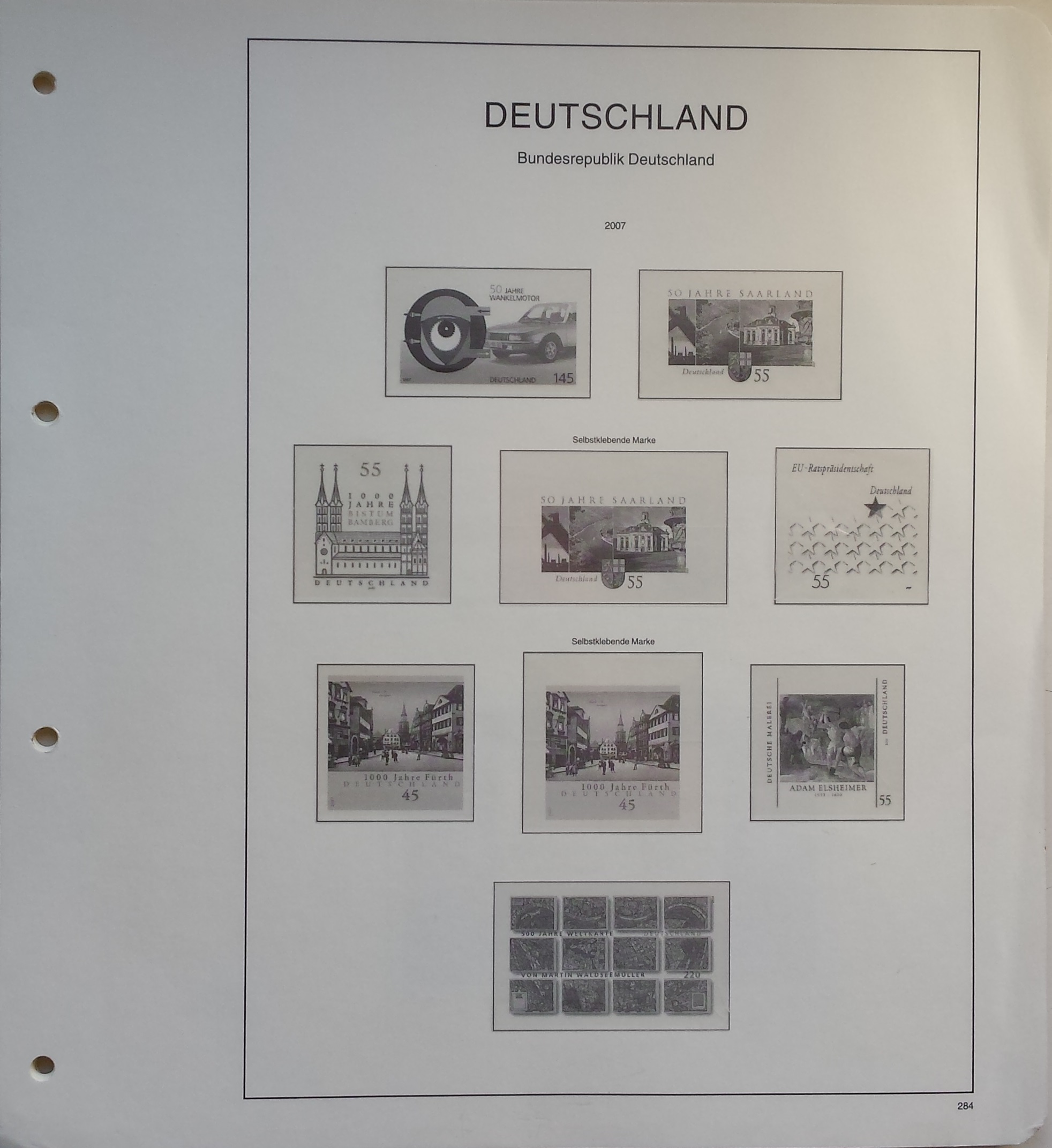 Vokietijos Federacinė Respublika (VFR), 2007-2008 m. iliustruoti albumo lapai