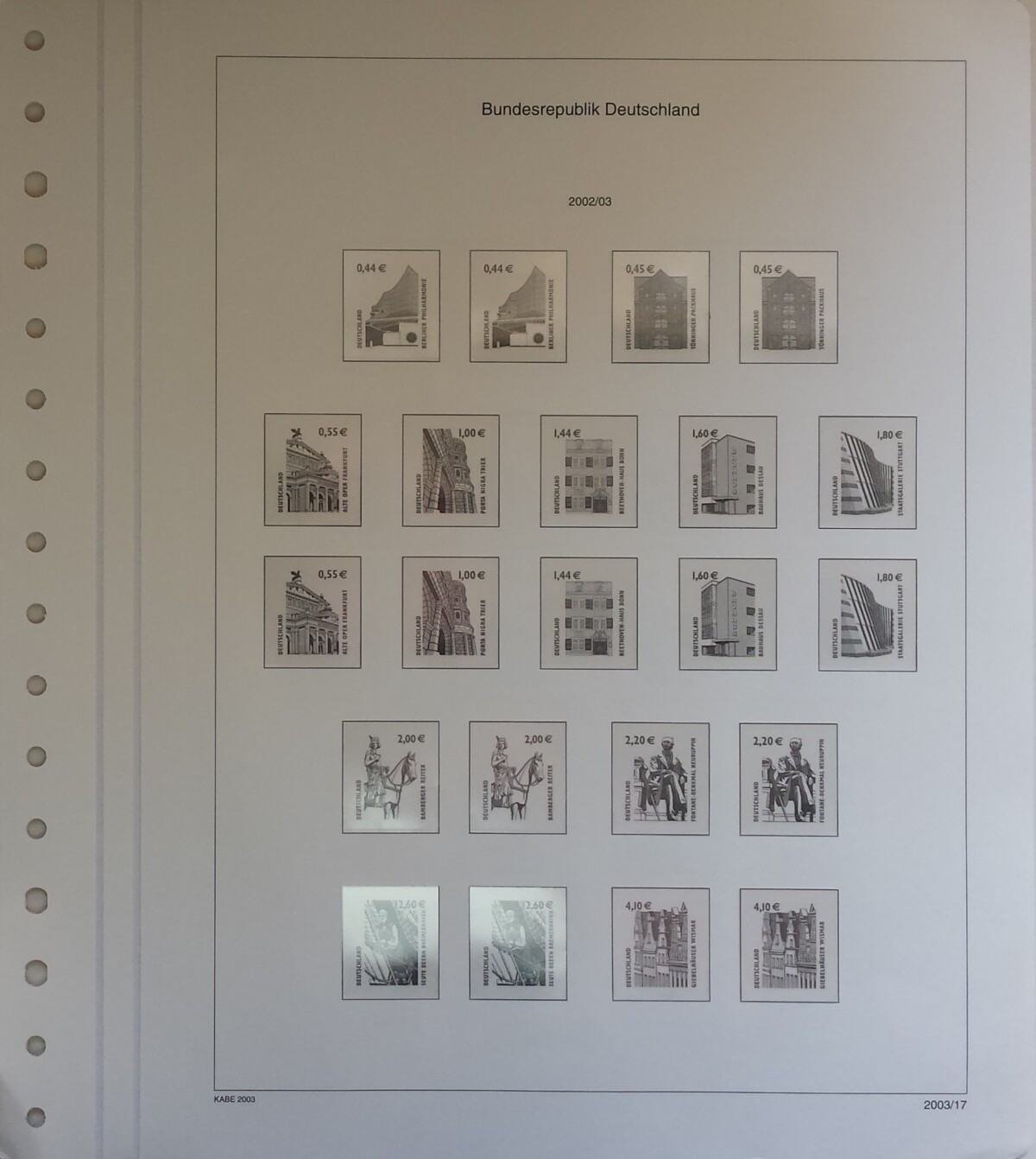 Vokietijos Federacinė Respublika (VFR), 2003 m. iliustruoti albumo lapai KABE