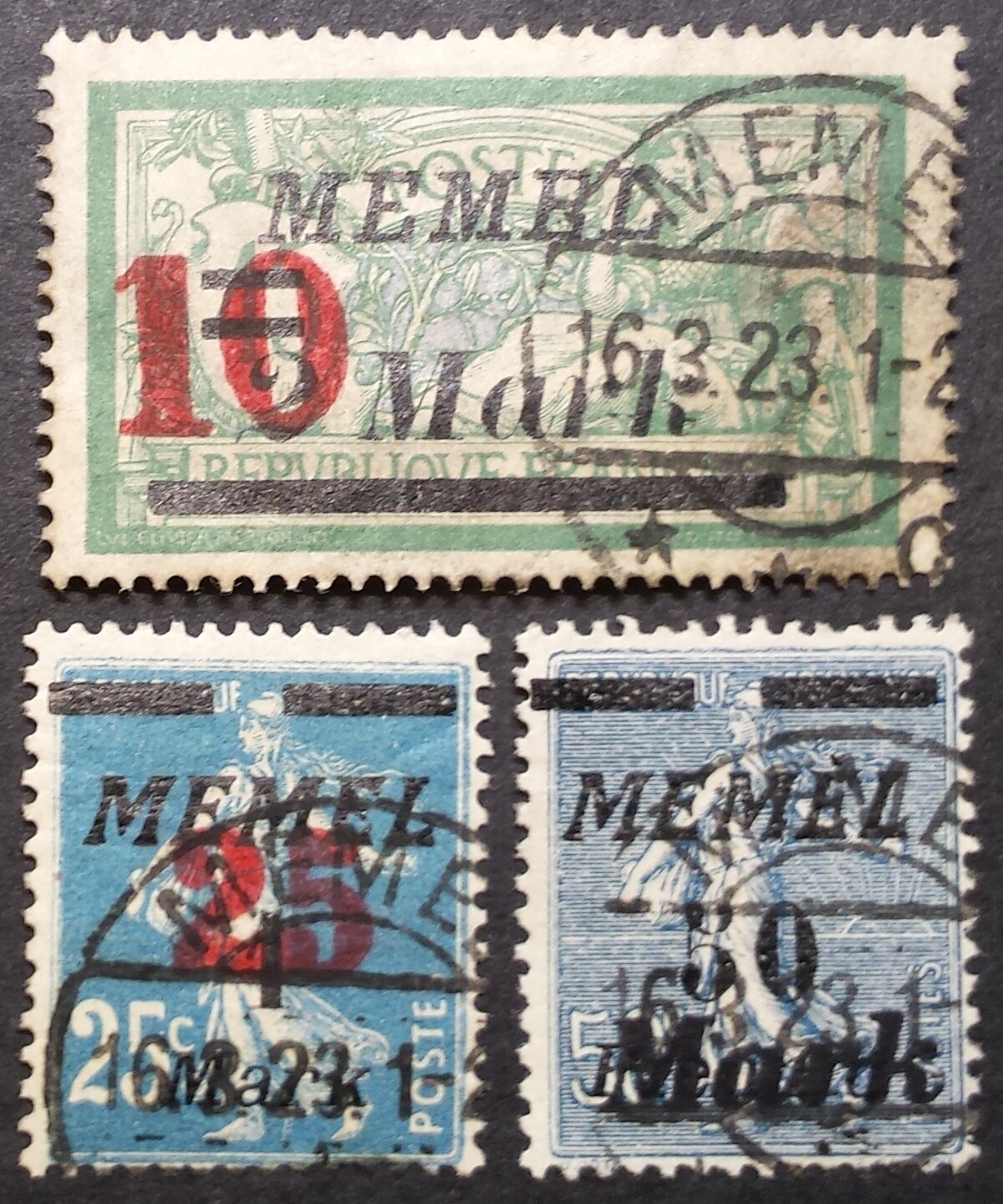 Klaipėda (Memel), pilna serija MiNr 121-123 Used (O)