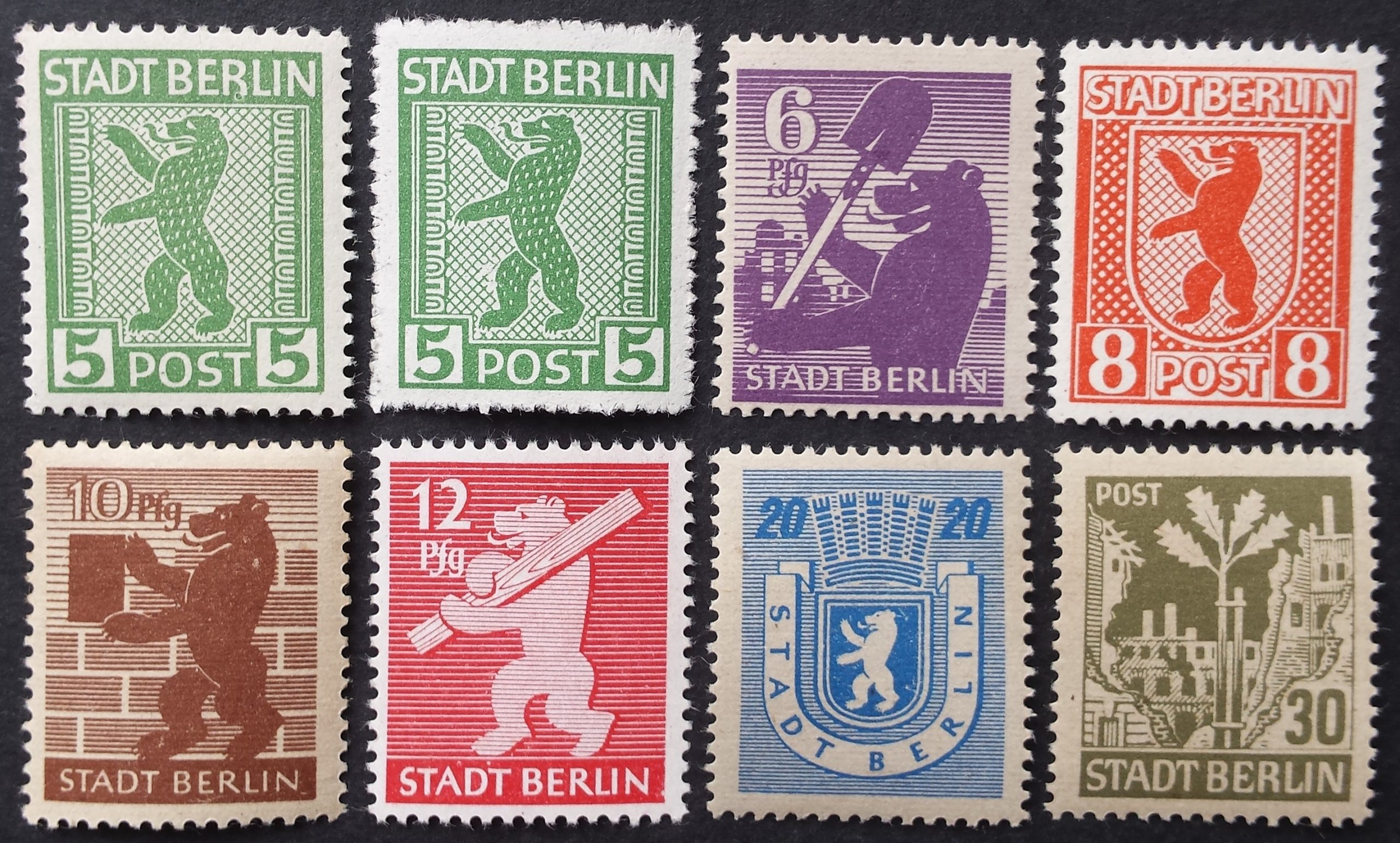 Pokario Vokietija, Berlynas ir Brandenburgas, pilna serija, MiNr 1-7 MNH**