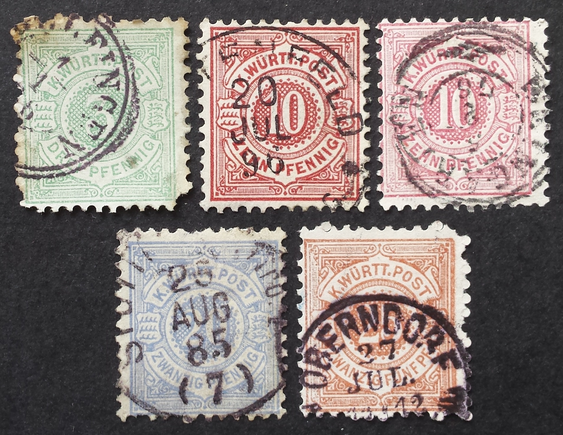 Senoji Vokietija, Viurtembergas, MiNr 44, 46-48 Used (O)