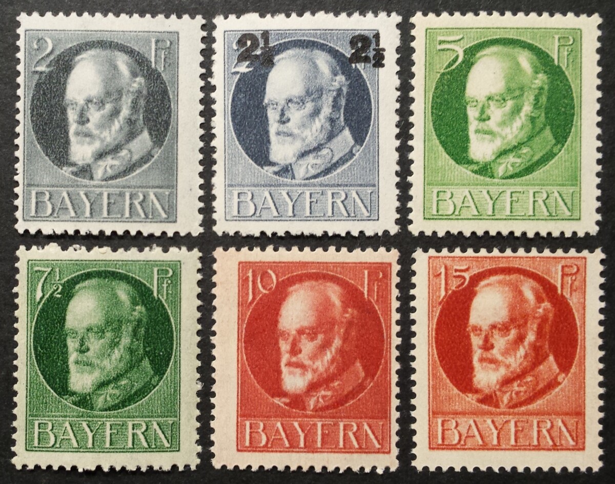 Senoji Vokietija, Bavarija, pilna serija MiNr 110-115 (A) MNH**