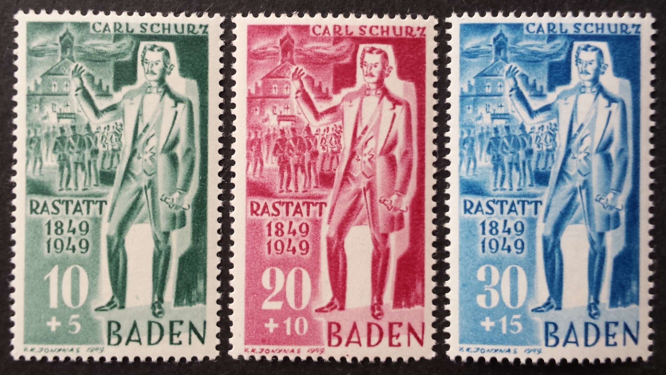 Pokario Vokietija, Prancūzų zona, Badeno žemės, pilna serija MiNr 50-52 (I) MLH* Pokario Vokietija, Prancūzų zona, Badeno žemės, pilna serija MiNr 50-52 (I) MLH*