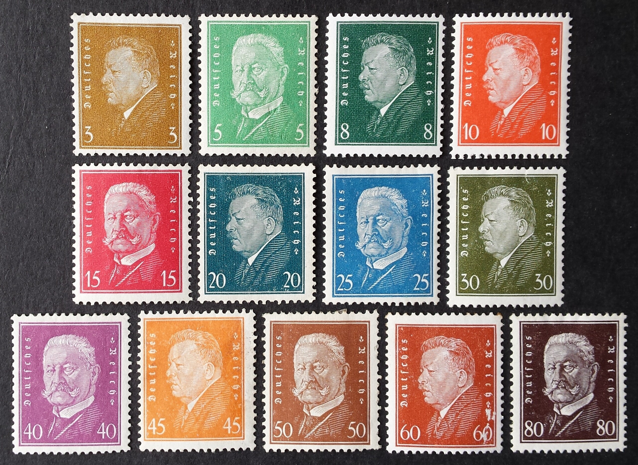 Vokietijos Reichas, pilna serija, MiNr 410-422 MH*