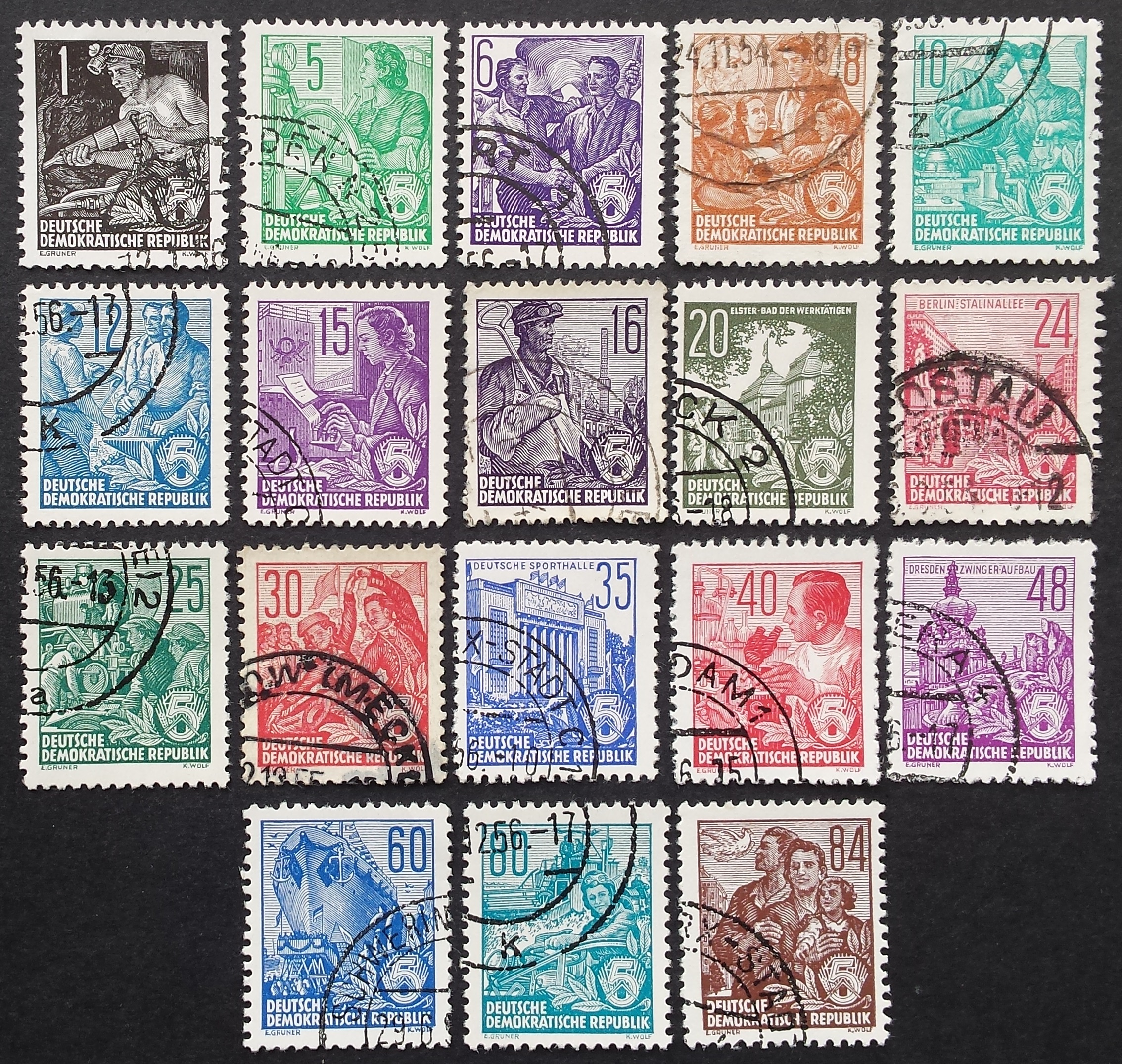 Vokietijos Demokratinė Respublika VDR, pilna serija MiNr 405-422 Used (O)