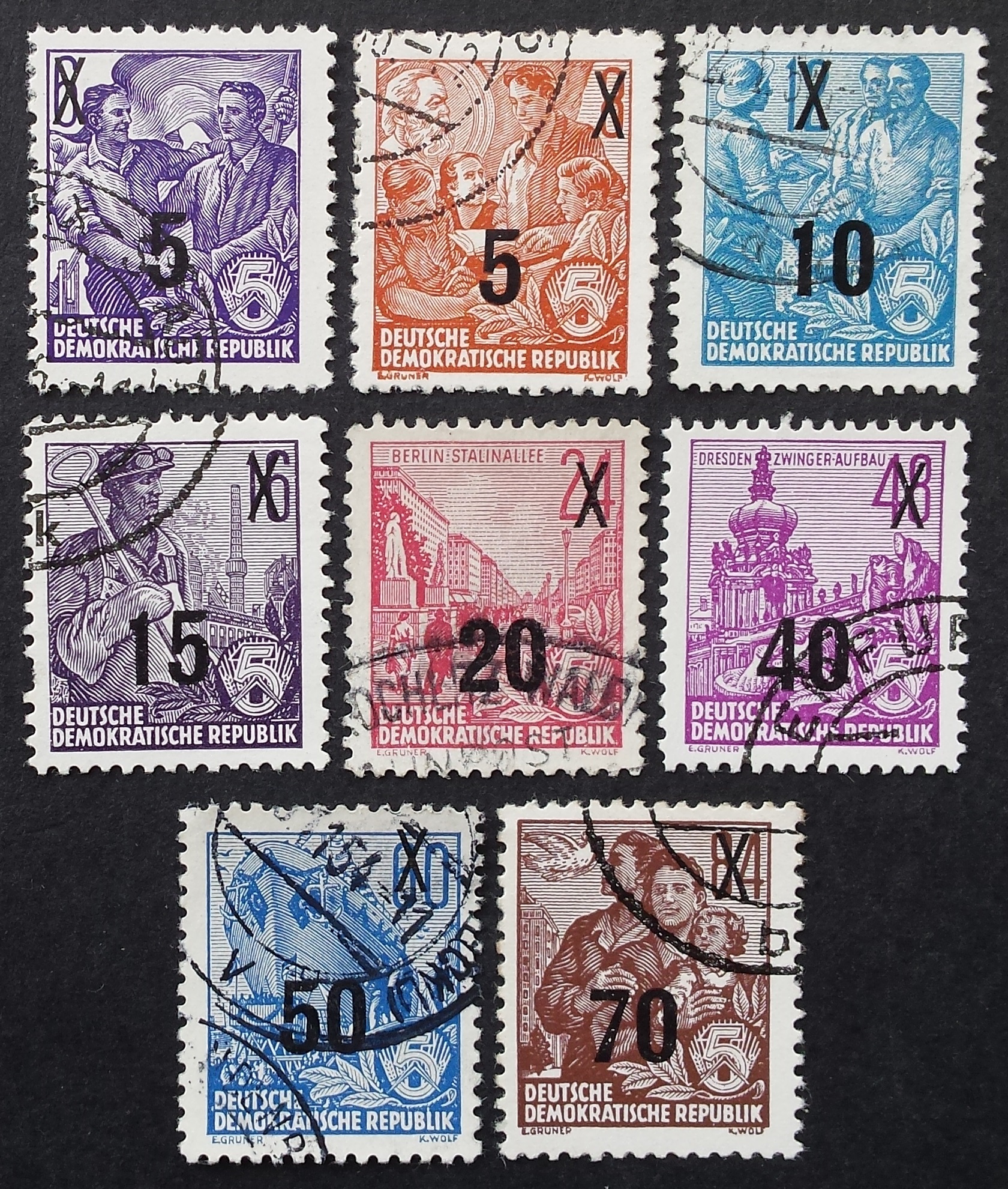 Vokietijos Demokratinė Respublika (VDR), pilna serija MiNr 435-442 Used (O)