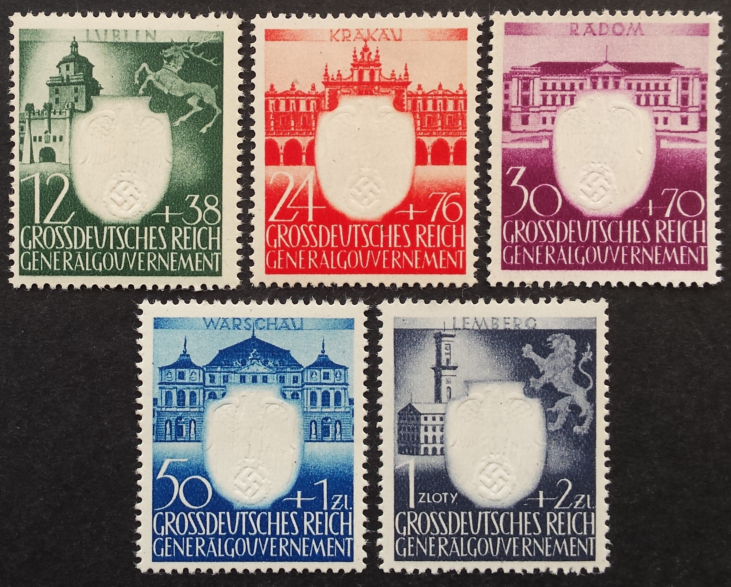 Vokietijos Reichas, Lenkijos okupacija, pilna serija, MiNr 105-109 MNH**