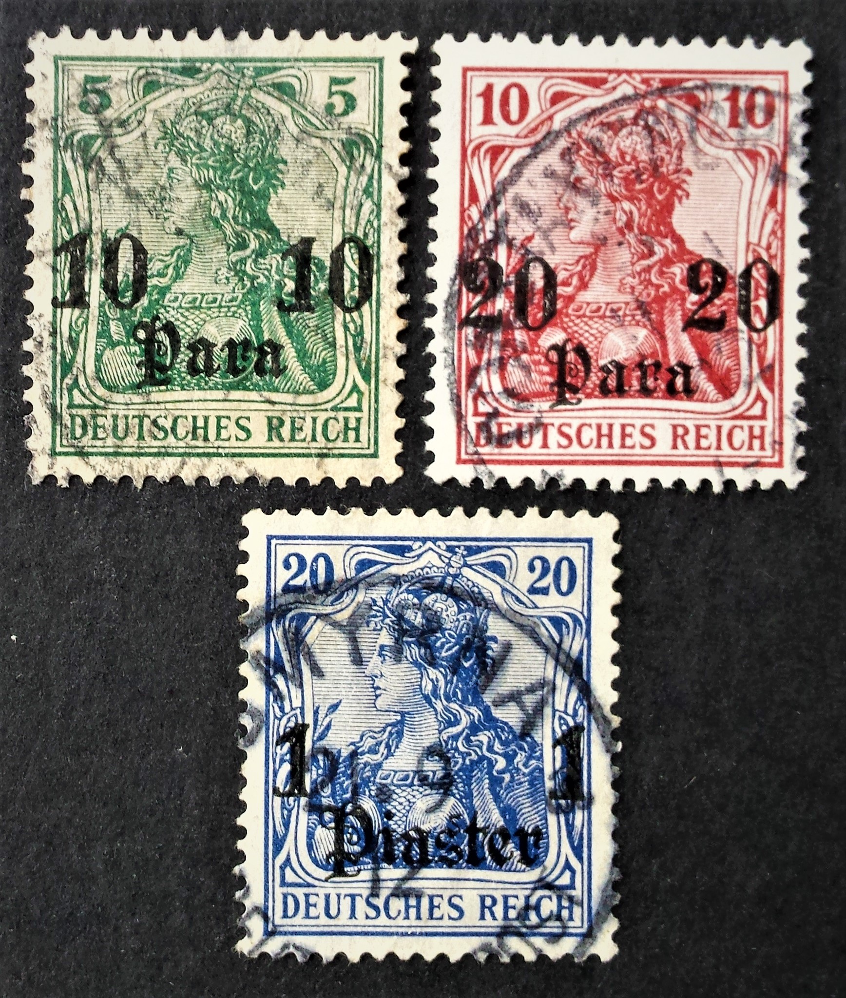 Vokietijos Reichas, Užsienio ir kolonijų paštas, Turkija MiNr 36-38 Used (O)