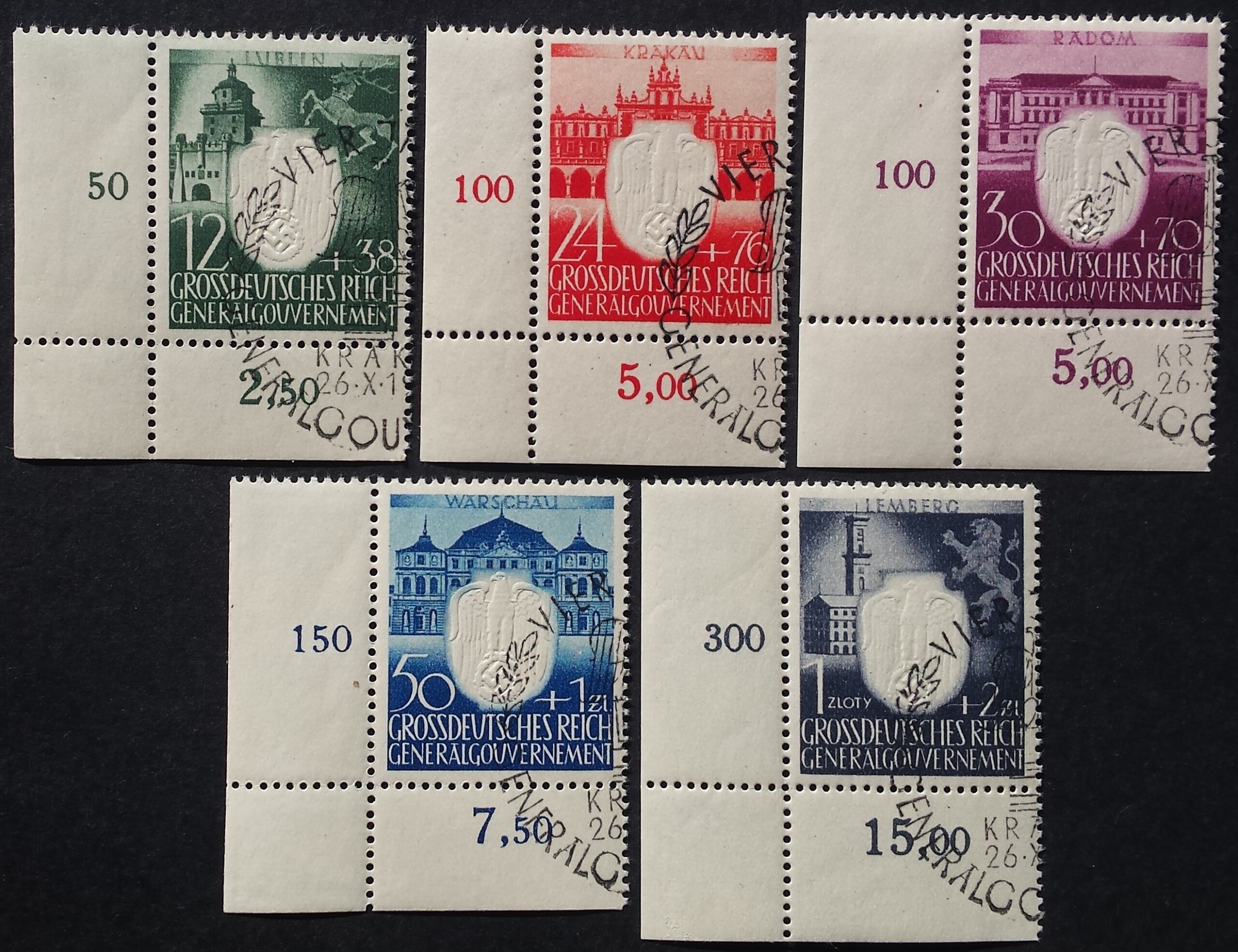 Vokietijos Reichas, Lenkijos okupacija, pilna serija, MiNr 105-109 Used (O)