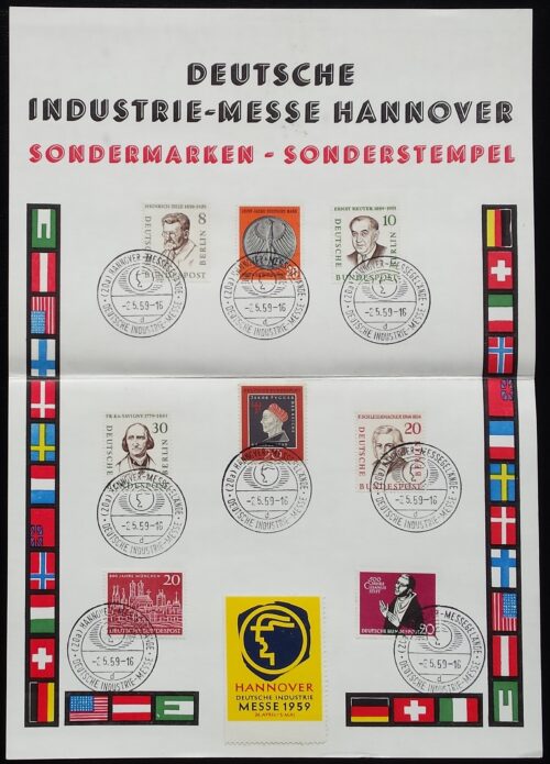 Vokietija, proginė kortelė su Vakarų Berlyno+VFR ženklais MiNr 164-165, 167, 170+289, 291, 301, 307 Used (O)