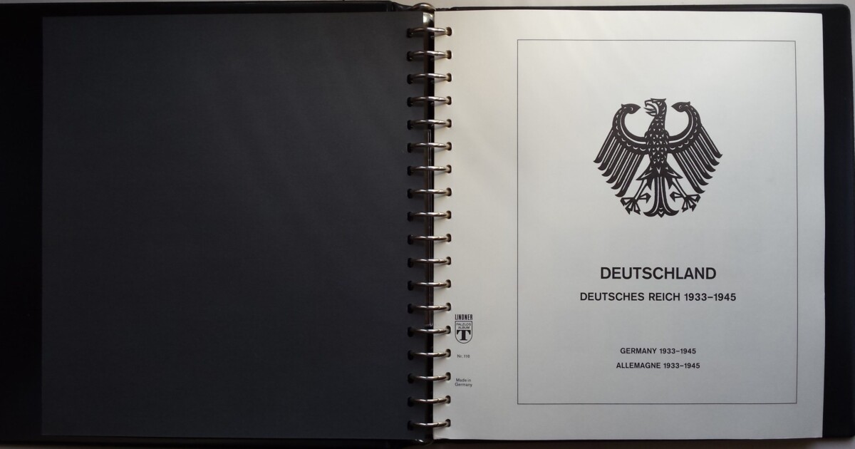 Lindner specializuotas Vokietijos Reicho 1933-1945 m. pašto ženklų albumas su dėklu