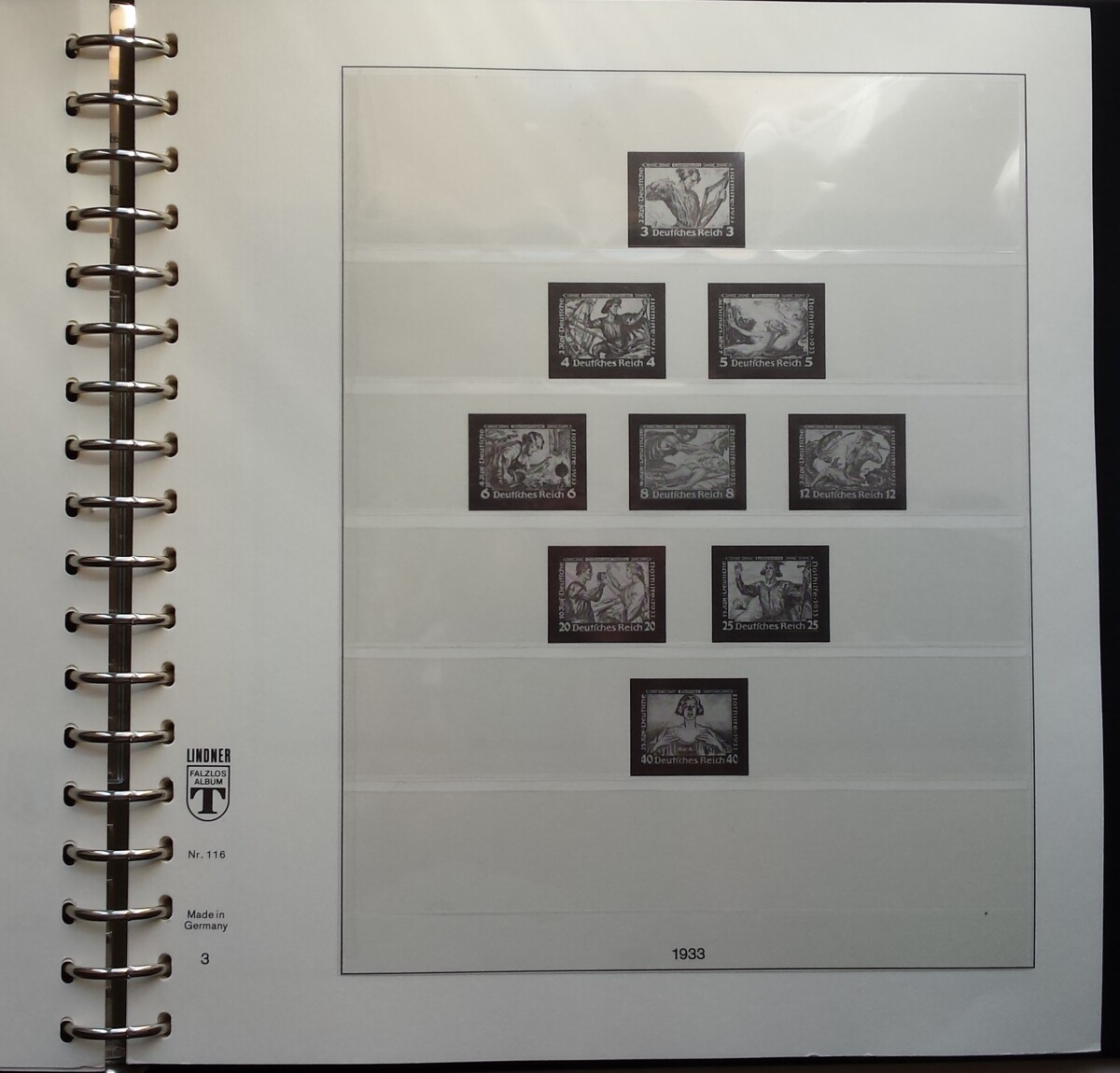 Lindner specializuotas Vokietijos Reicho 1933-1945 m. pašto ženklų albumas su dėklu