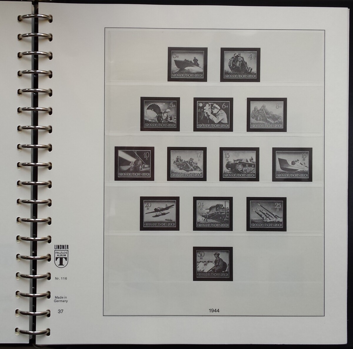 Lindner specializuotas Vokietijos Reicho 1933-1945 m. pašto ženklų albumas su dėklu