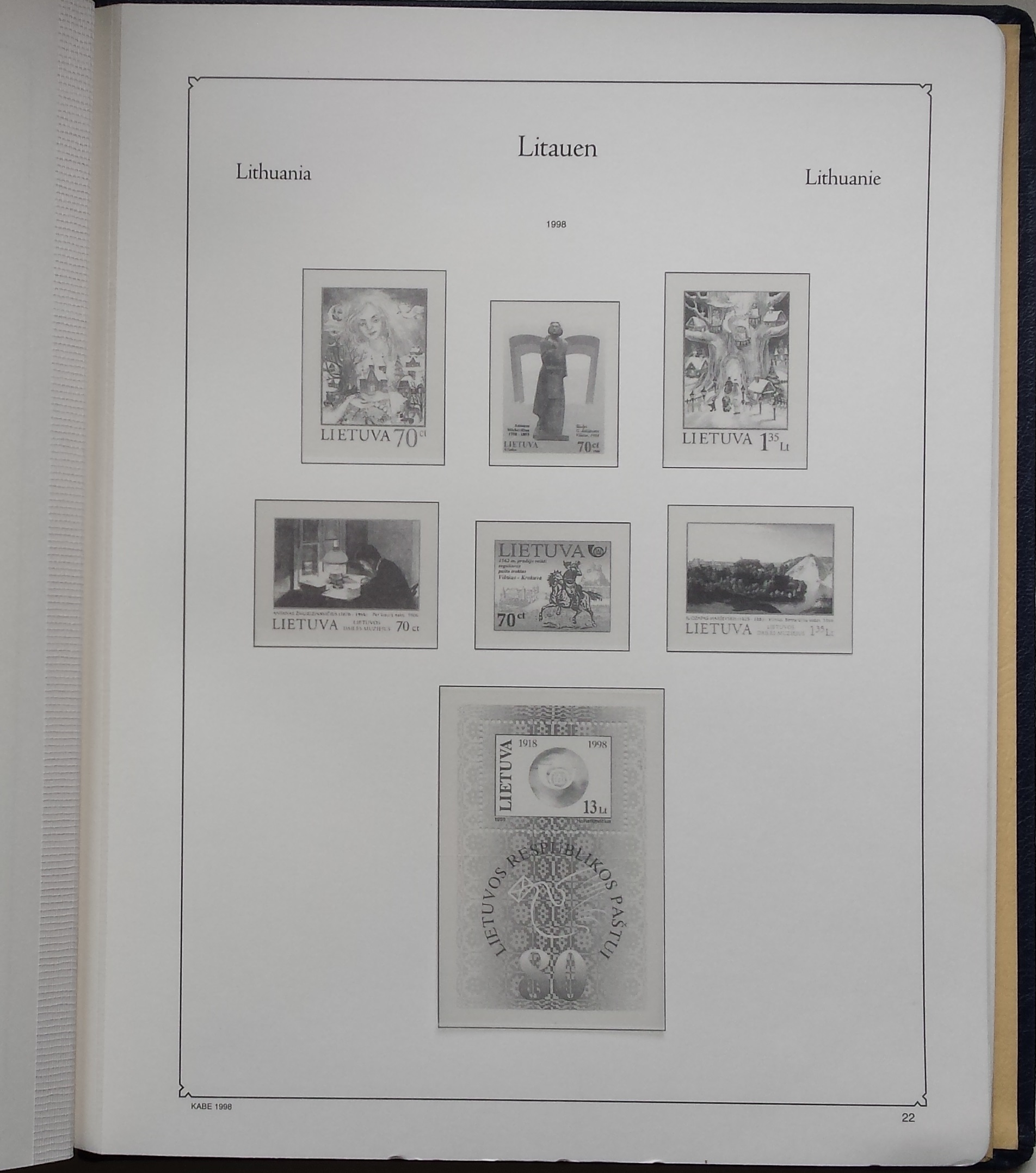 Albumas Lietuvos pašto ženklams 1990-1998 KABE Albumas Lietuvos pašto ženklams 1990-1998 KABE