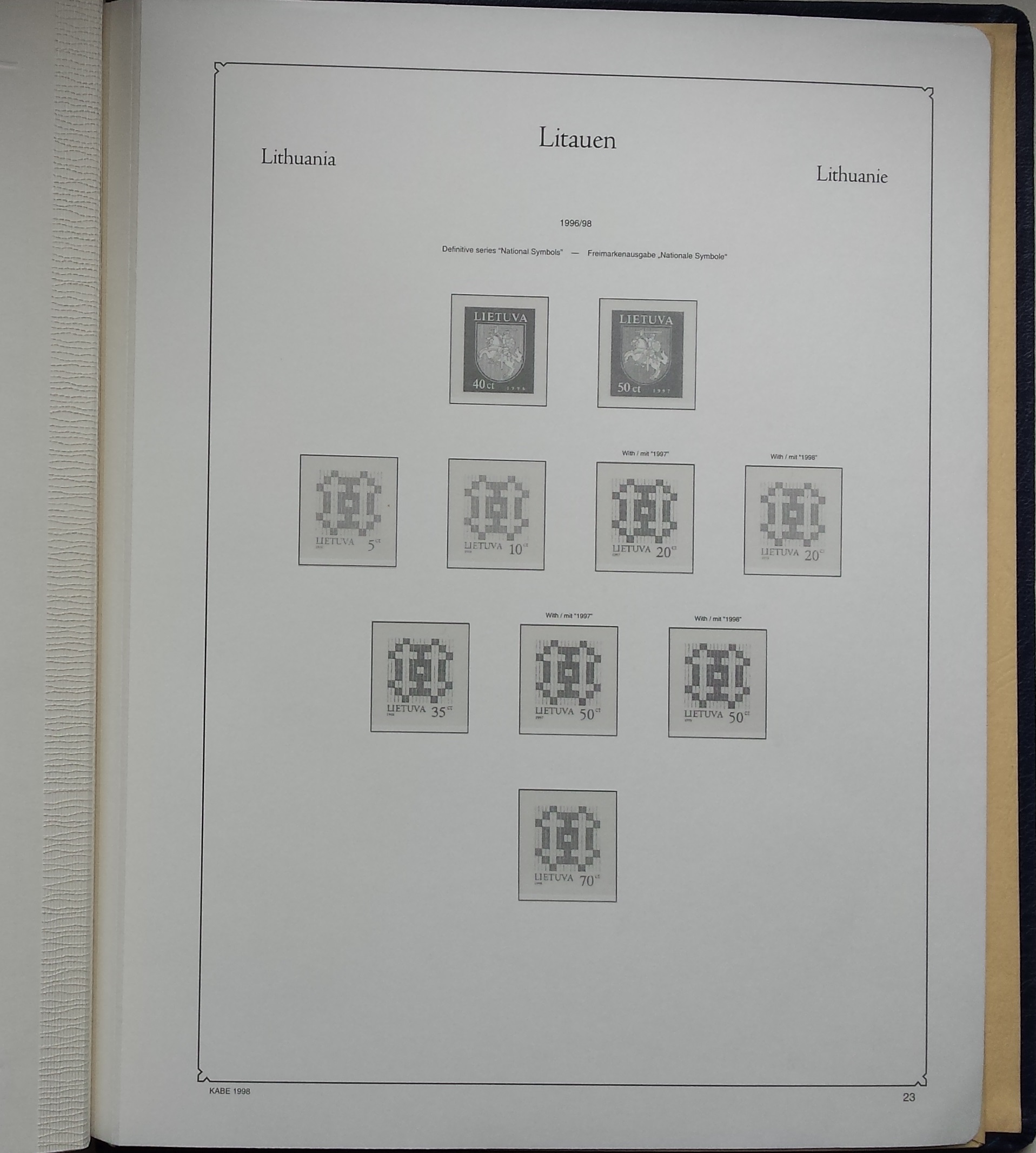 Albumas Lietuvos pašto ženklams 1990-1998 KABE Albumas Lietuvos pašto ženklams 1990-1998 KABE