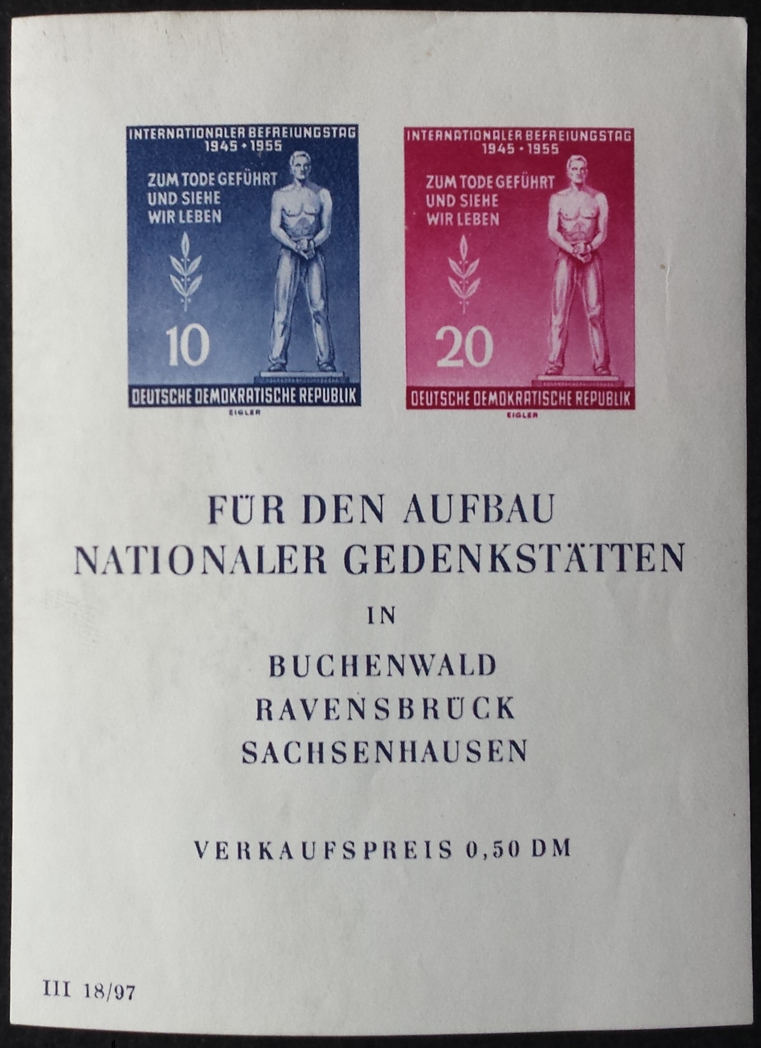 Vokietijos Demokratinė Respublika (VDR), blokas Nr. 11 X I, MiNr 459-460 (A) MNH**