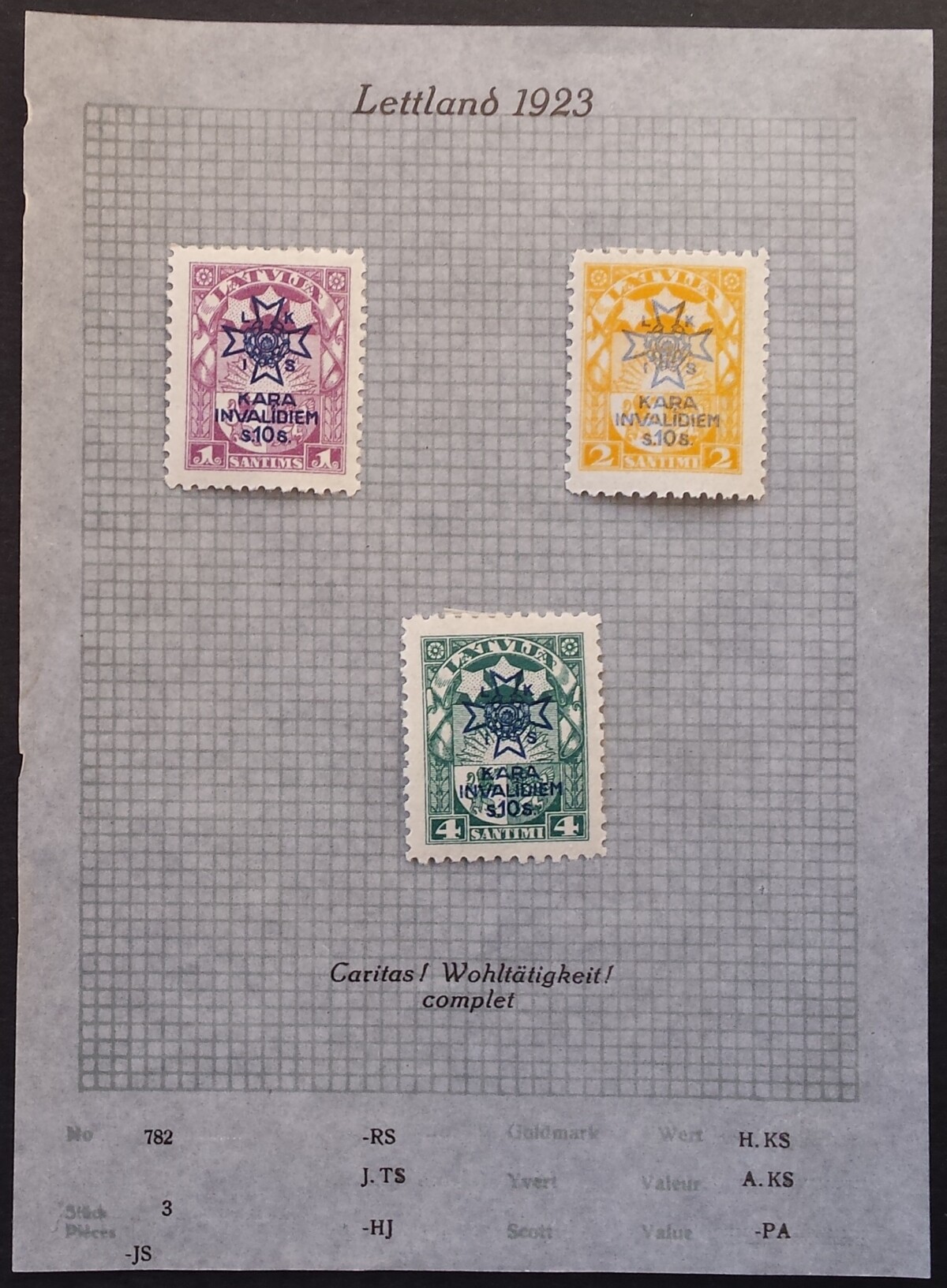 Latvija, pilna serija, MiNr 100-102 MH*