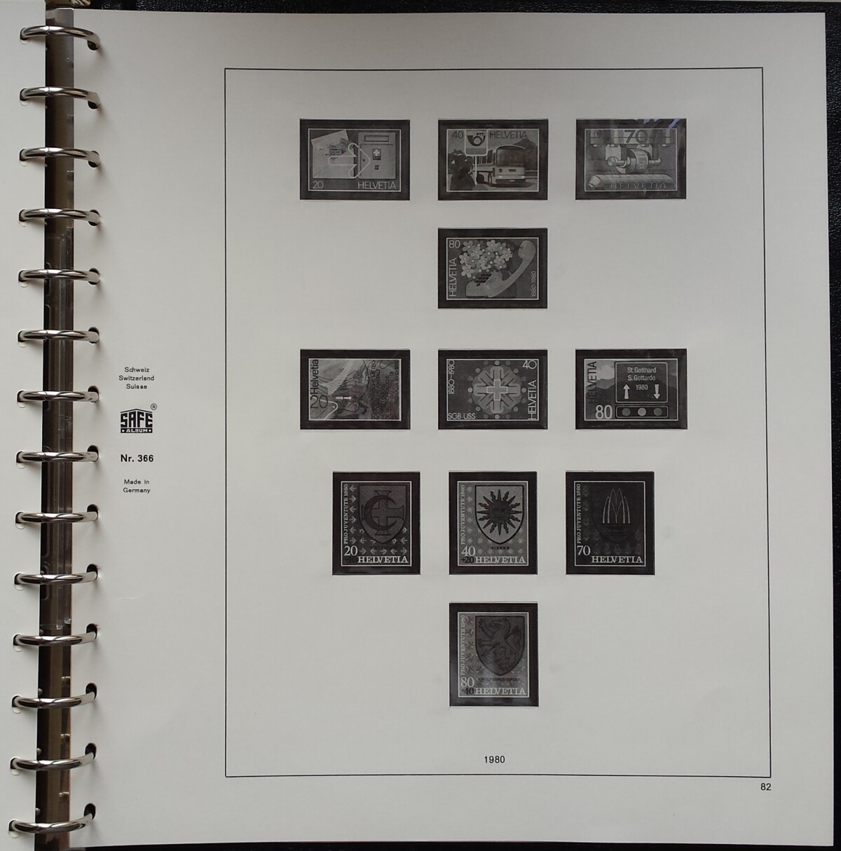 Albumas 1965-1980 m. Šveicarijos pašto ženklams SAFE