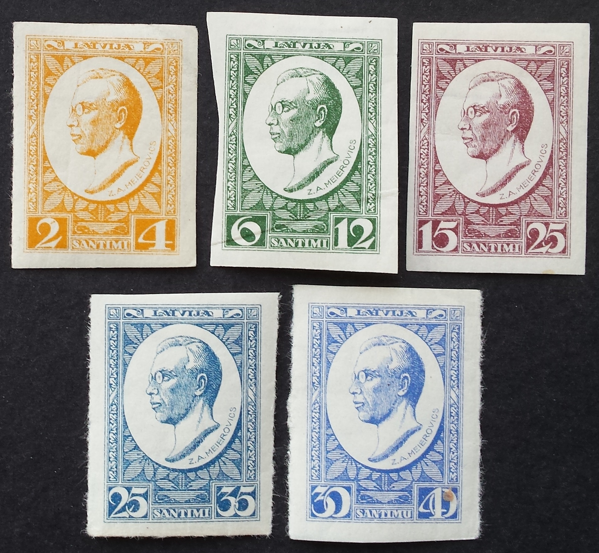 Latvija, pilna serija, MiNr 144-148 (B) MLH*/MH*