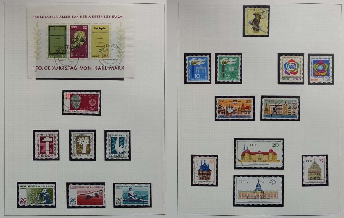 Vokietijos Demokratinės Respublikos (VDR) 1967-1976 metų pašto ženklų kolekcija SAFE albume, Used (O)
