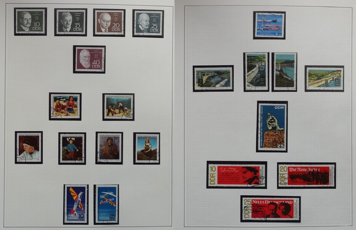 Vokietijos Demokratinės Respublikos (VDR) 1967-1976 metų pašto ženklų kolekcija SAFE albume, Used (O)