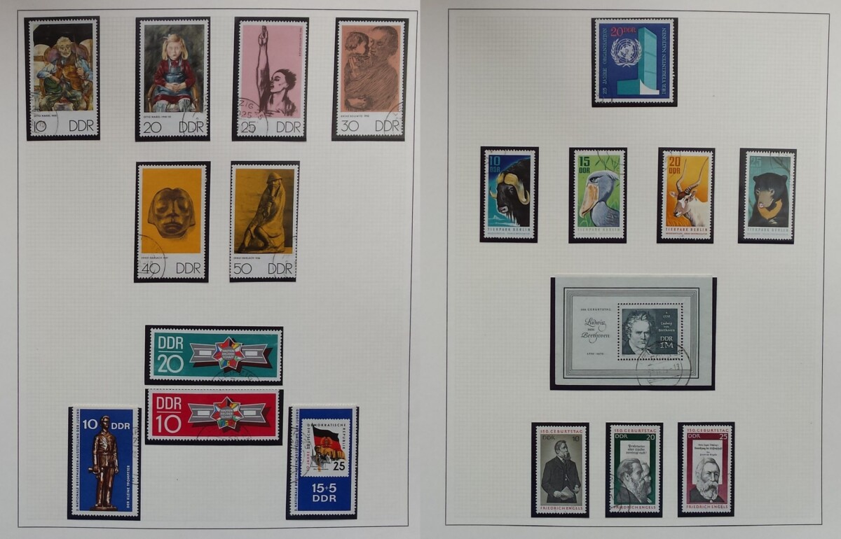 Vokietijos Demokratinės Respublikos (VDR) 1967-1976 metų pašto ženklų kolekcija SAFE albume, Used (O)