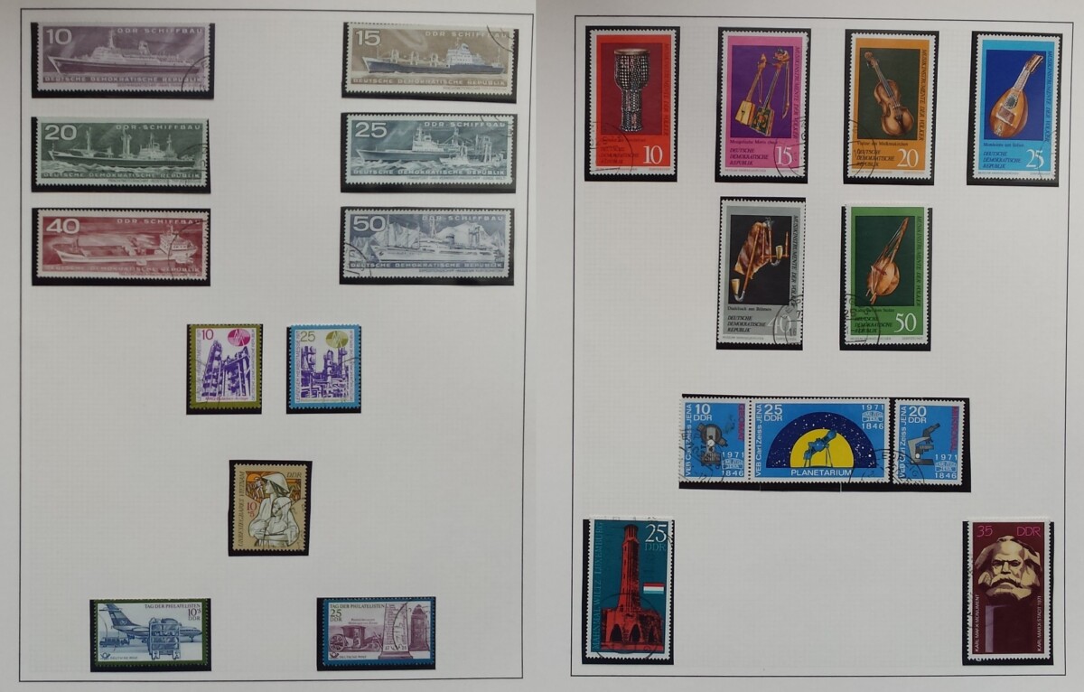 Vokietijos Demokratinės Respublikos (VDR) 1967-1976 metų pašto ženklų kolekcija SAFE albume, Used (O)