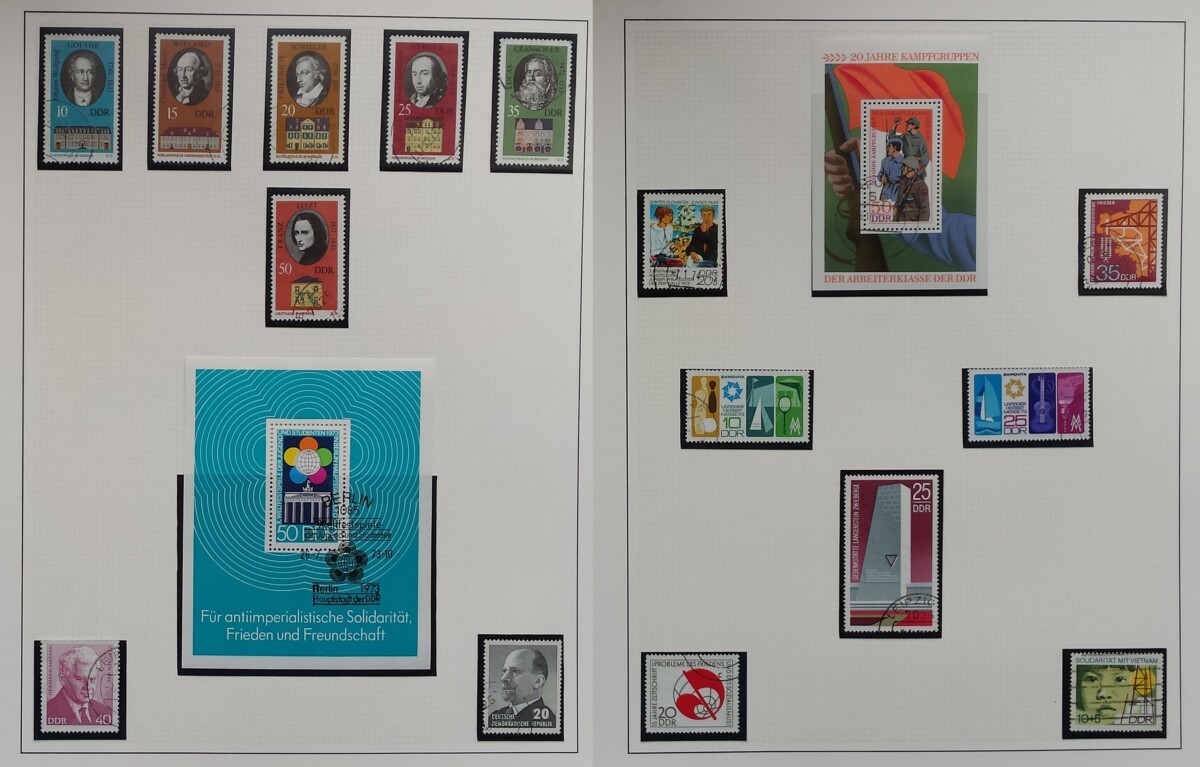 Vokietijos Demokratinės Respublikos (VDR) 1967-1976 metų pašto ženklų kolekcija SAFE albume, Used (O)