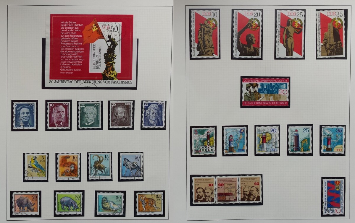 Vokietijos Demokratinės Respublikos (VDR) 1967-1976 metų pašto ženklų kolekcija SAFE albume, Used (O)