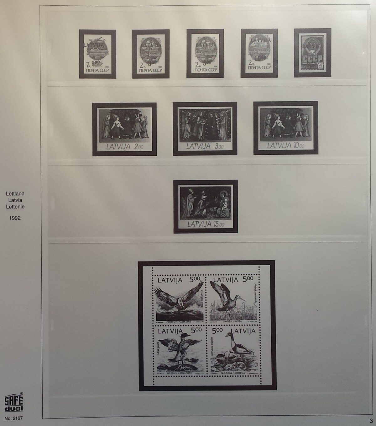 Albumas Latvijos 1992-1995 m. pašto ženklams SAFE