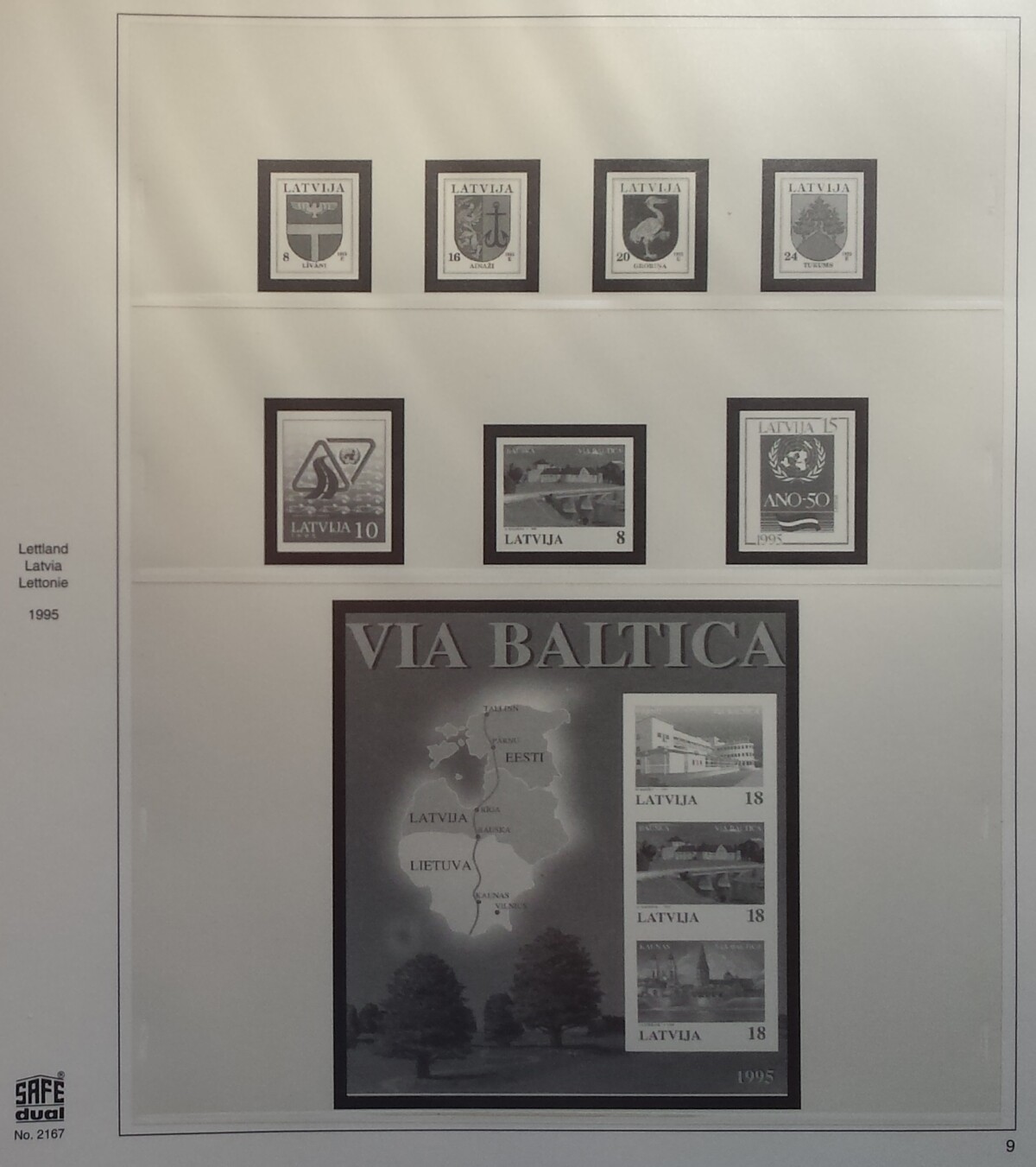 Albumas Latvijos 1992-1995 m. pašto ženklams SAFE