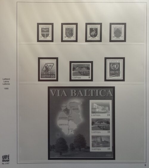 Albumas Latvijos 1992-1995 m. pašto ženklams SAFE