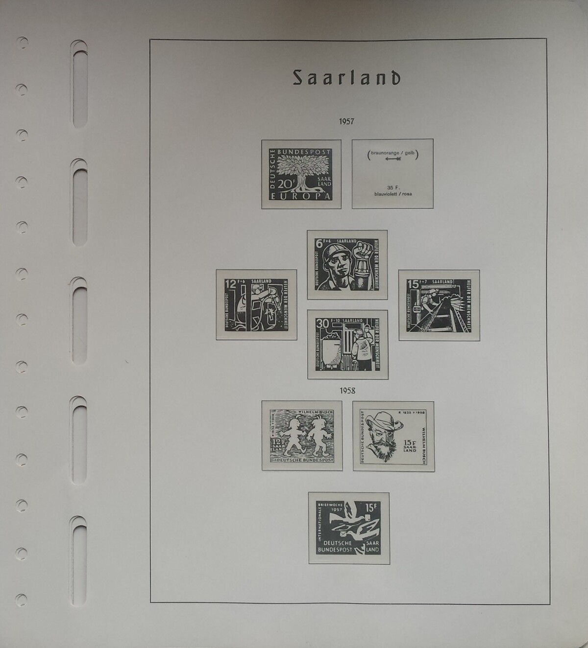 Pokario Vokietija. Saras. 1948-1959 m. albumo lapai Leuchtturm